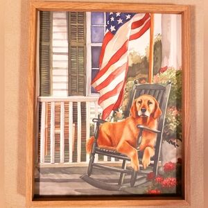 FRAMED PATRIOTIC DOG ART